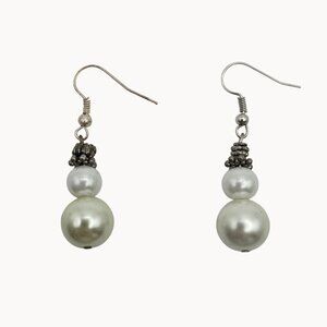 Elegant Classy Retro Party Glam Fairy Boho Faux Pearl Beaded Cap Earrings